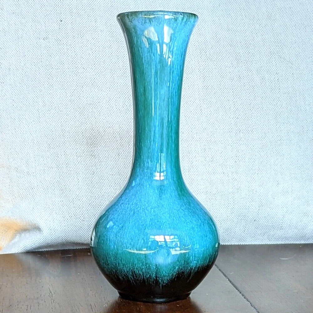 Blue Mountain Pottery Vase Drip Glaze Redware 8.5